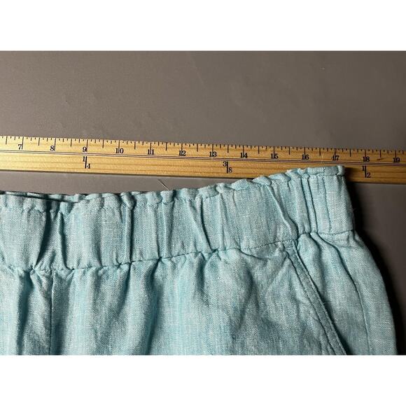 Talbots Pants Womens Large Light Blue Nantucket Pull-On Wide Leg Crop Linen - Picture 10 of 14